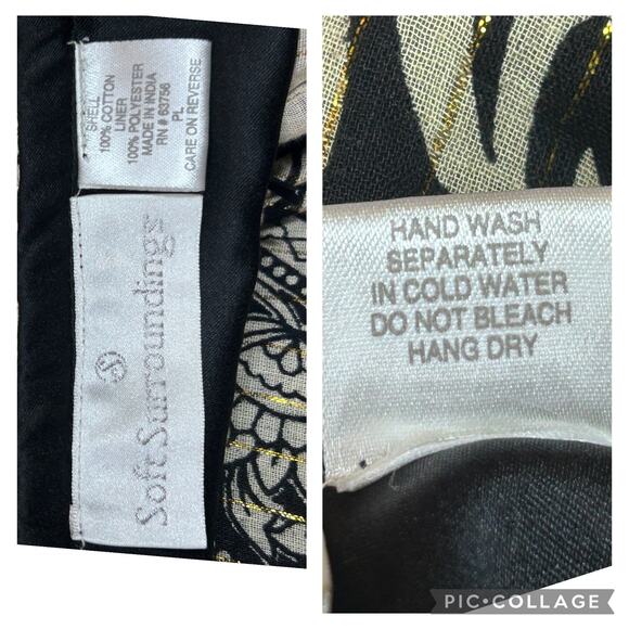 Soft Surroundings Maxi Skirt PL Metallic Gold Floral Bird Sequin Trim Lined Boho - Picture 9 of 9